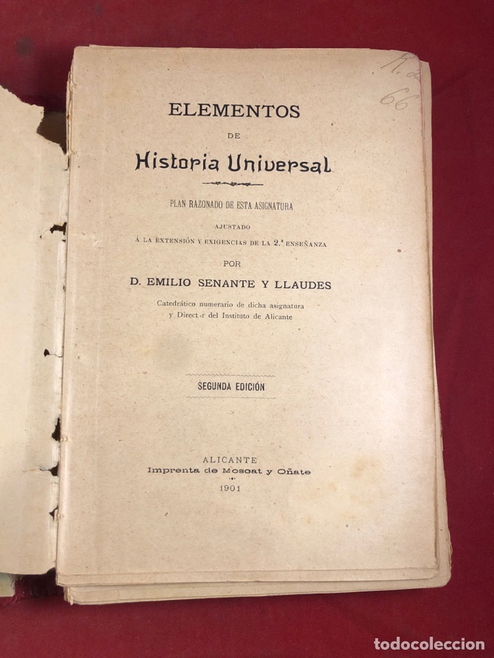 Libros antiguos: ELEMENTOS DE HISTORIA UNIVERSAL 1901 ALICANTE 2a EDICI&Oacute;N - Foto 1
