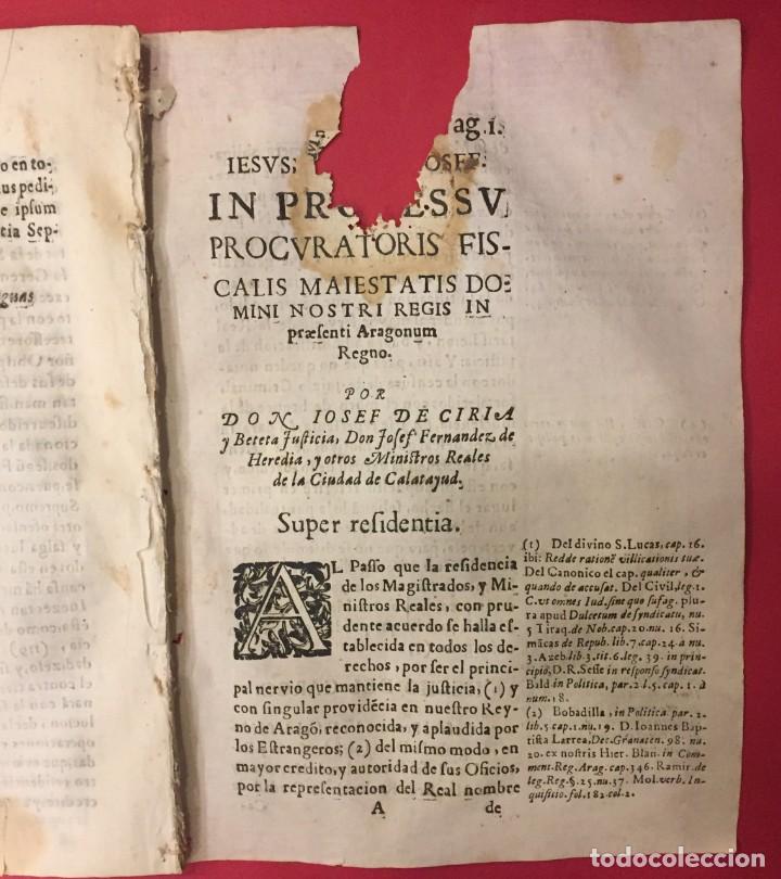 Livros antigos: ARAGON 1675 D. JOSE DE CIRIA Y BETETA. JOSE FERNANDEZ DE HEREDIA DE CALATAYUD, PROCURATORIS FISCALIS