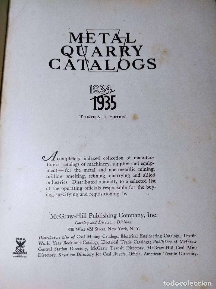Libros antiguos: 1935 METAL QUARRY CATLOGS - Foto 4