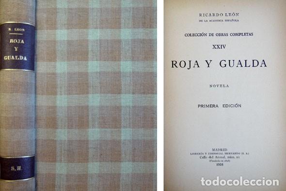 Libros antiguos: LE&Oacute;N, Ricardo. Roja y gualda. Novela. 1934. - Foto 1