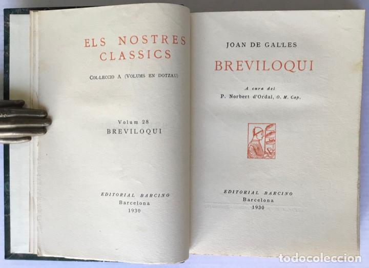 Libros antiguos: BREVILOQUI. - GAL&middot;LES, Joan de. - Foto 3