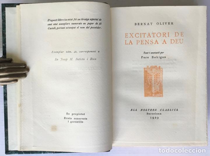 Libros antiguos: EXCITATORI DE LA PENSA A DEU. - OLIVER, Bernat. - Foto 3