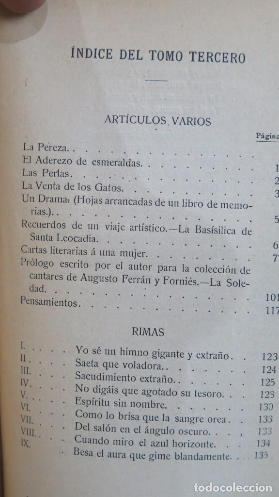 Libros antiguos: 1915.- OBRAS DE GUSTAVO A. B&Eacute;CQUER. TOMO III - Foto 3