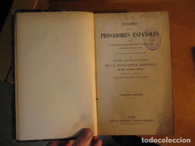 Libros antiguos: Tesoro de prosadores espa&ntilde;oles desde la formaci&oacute;n del romance castellano hasta fines del siglo XVIII