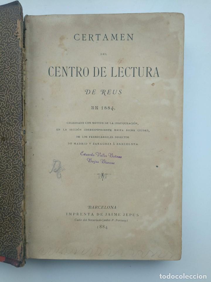 Libros antiguos: CERTAMEN DEL CENTRO DE LECTURA DE REUS (1884) - Foto 5