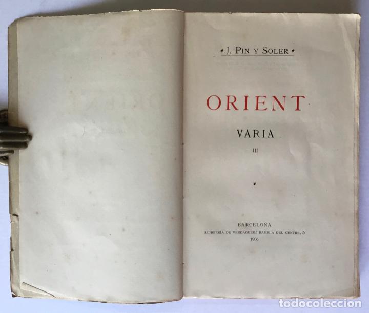 Libros antiguos: ORIENT. VARIA III. - PIN Y SOLER, J. - Foto 2