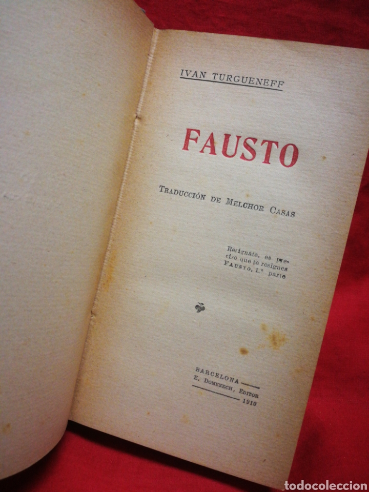 Libros antiguos: FAUSTO, ASSIA- IVAN TURGUENEFF, EDITOR E. DOMENECH, 1910. - Foto 4