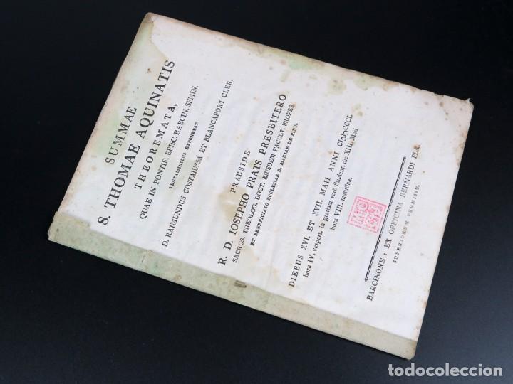 Libros antiguos: SUMMAE S. THOMAE AQUINATIS THEOREMATA - R. D. IOSEPHO PRATS - BARCINONE - Foto 2