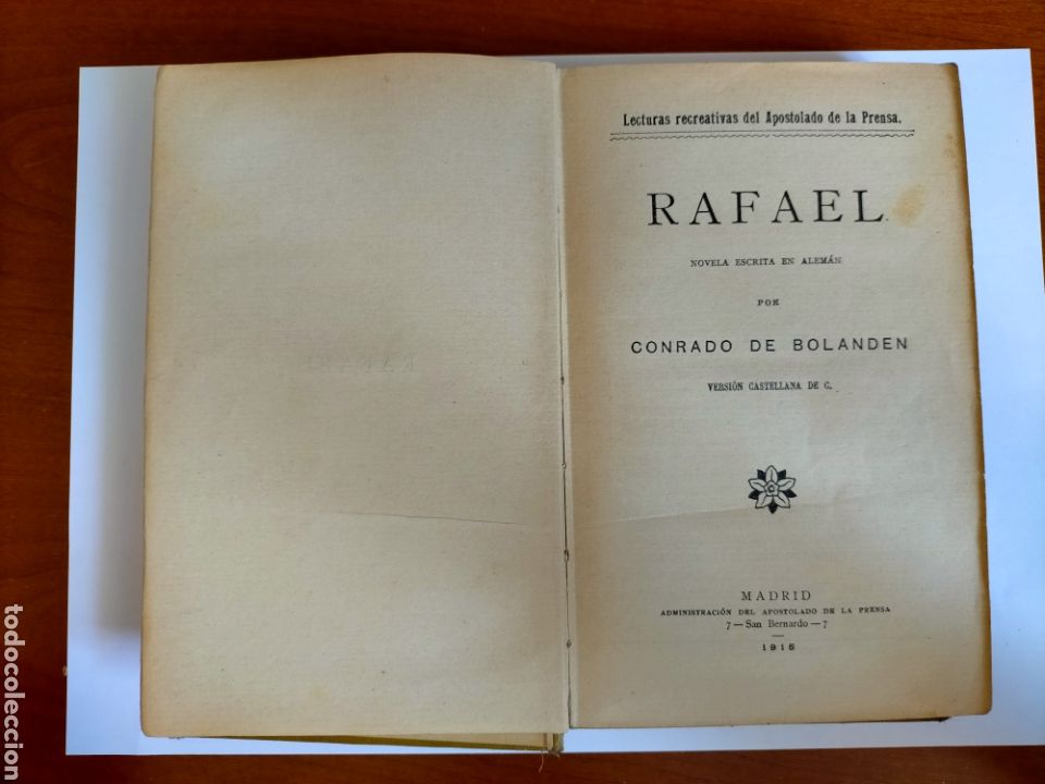 Libros antiguos: RAFAEL - Conrado de Bolanden 1915 - Foto 3