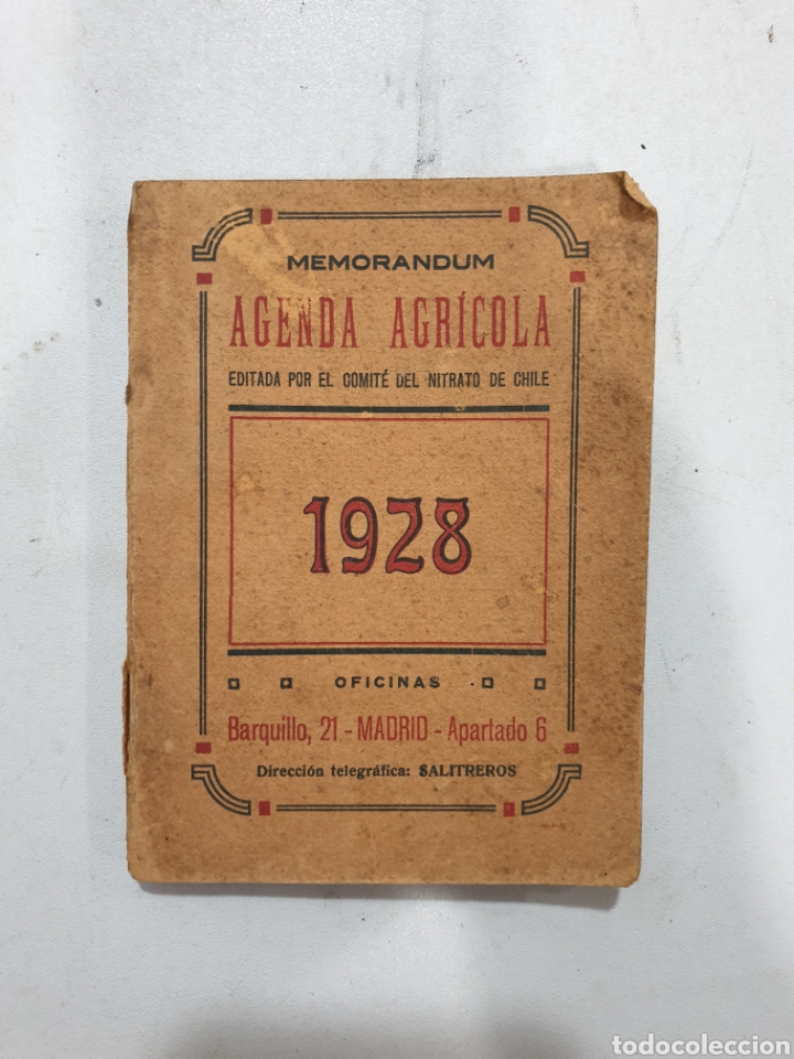 Livres anciens: AGENDA AGR&Iacute;COLA, COMIT&Eacute; DEL NITRATO DE CHILE 1928