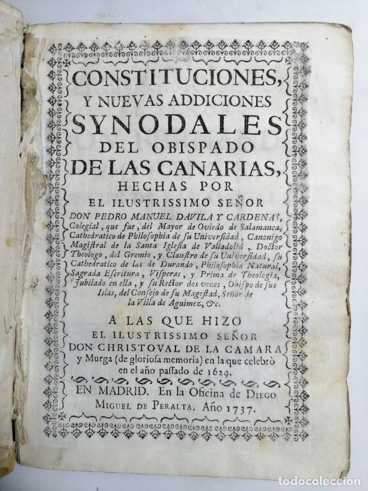 Antiquarische B&uuml;cher: P. M. DAVILA Y CARDENAS. CONSTITUCIONES Y NUEVAS ADDICIONES SYNODALES DEL OBISPADO DE CANARIAS. 1737