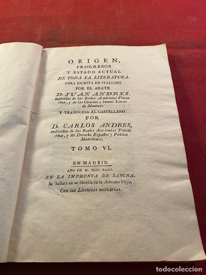 Libros antiguos: ORIGEN, PROGRESOS Y ESTADO ACTUAL DE TODA LA LITERATURA - Foto 1