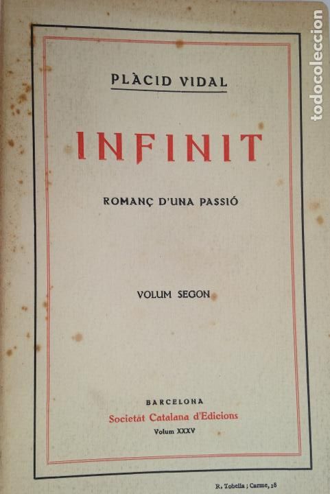 Libros antiguos: Infinit - Placid Vidal - Foto 1