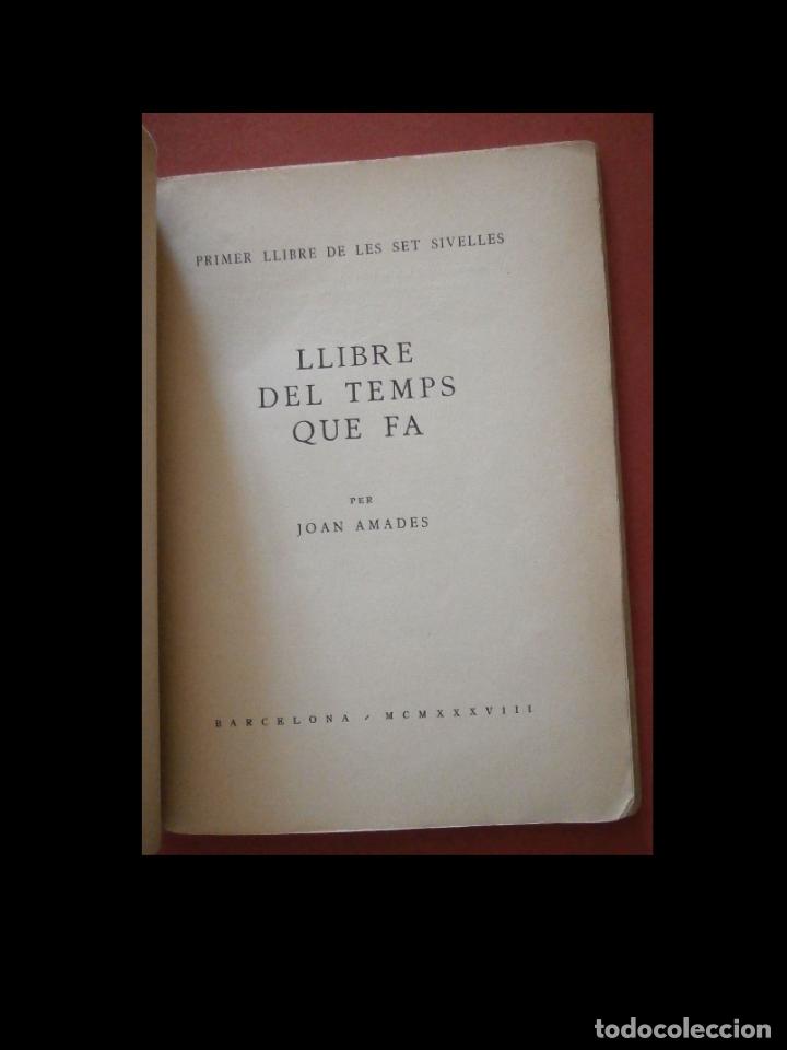 Libros antiguos: Llibre del temps que fa. Joan Amades - Foto 4