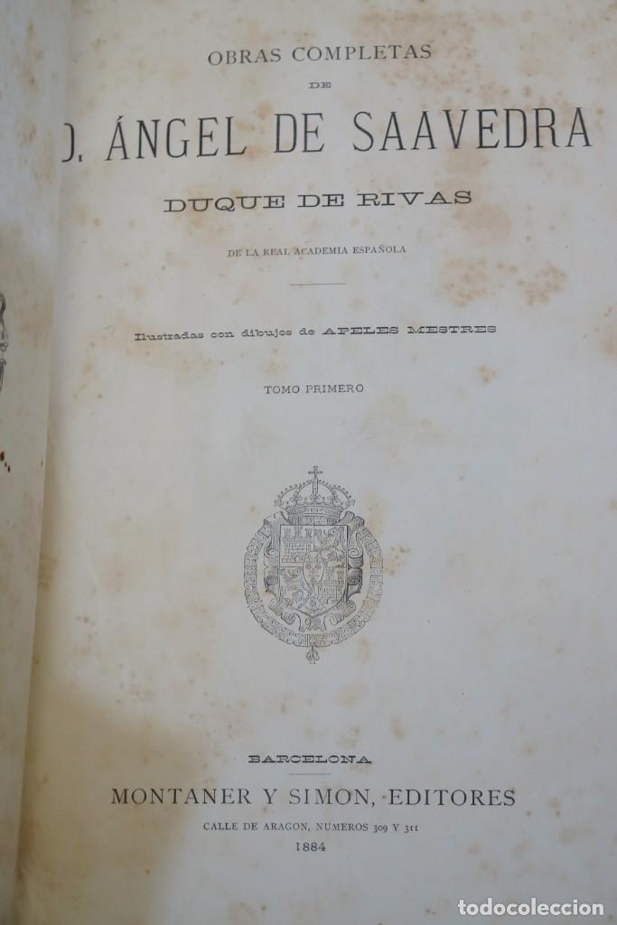 Libros antiguos: 1885.- OBRAS COMPLETAS DE DUQUE DE RIVAS. 2 TOMOS - Foto 2