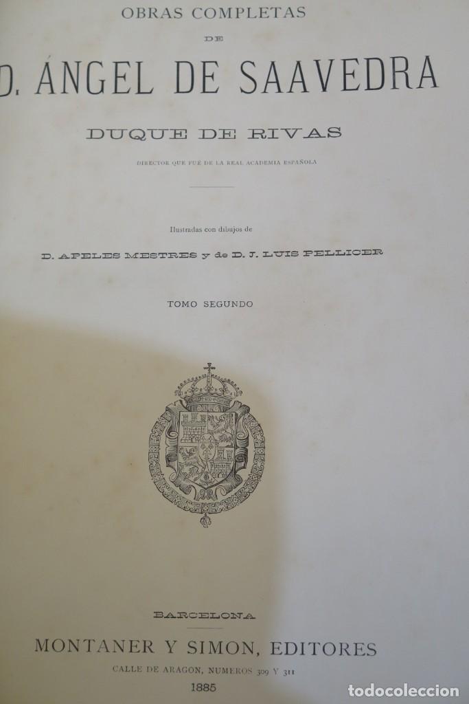 Libros antiguos: 1885.- OBRAS COMPLETAS DE DUQUE DE RIVAS. 2 TOMOS - Foto 5