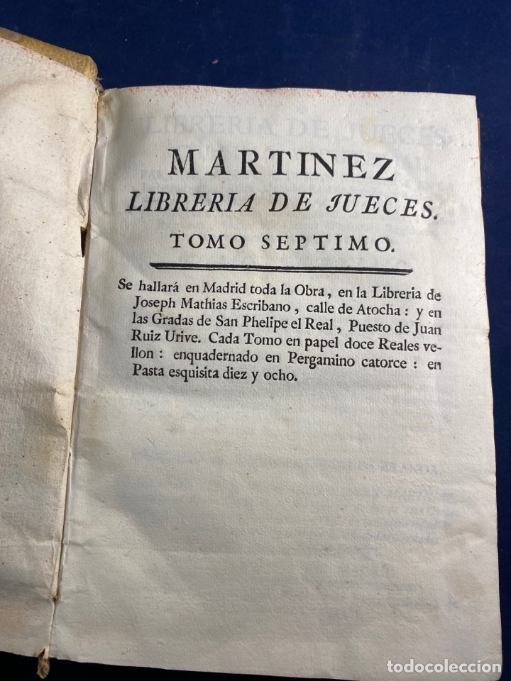 Libros antiguos: MARTINEZ LIBRER&Iacute;A DE JUECES TOMO 7 - Foto 2