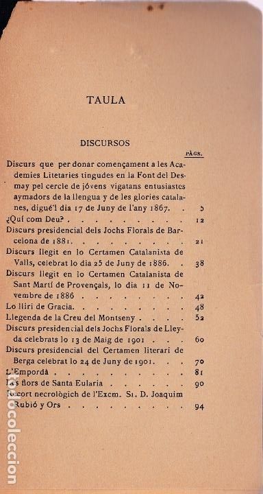 Libros antiguos: Discursos, articles, prolechs / Jacinto Verdaguer - Foto 3