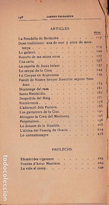 Libros antiguos: Discursos, articles, prolechs / Jacinto Verdaguer - Foto 4