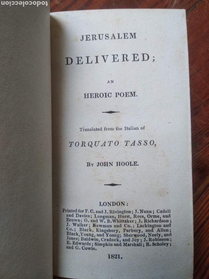 Libros antiguos: Jerusalem Delivered. Torcuato Tasso - Foto 1