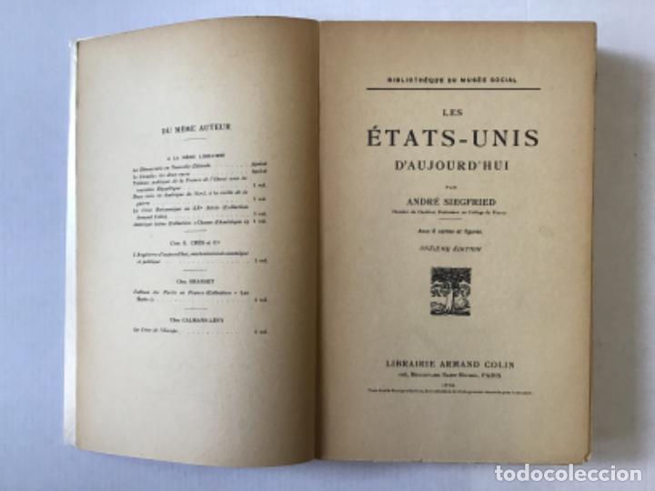 Libros antiguos: LES &Eacute;TATS-UNIS DAUJOURDHUI. - SIEGFRIED, Andr&eacute;. - Foto 2