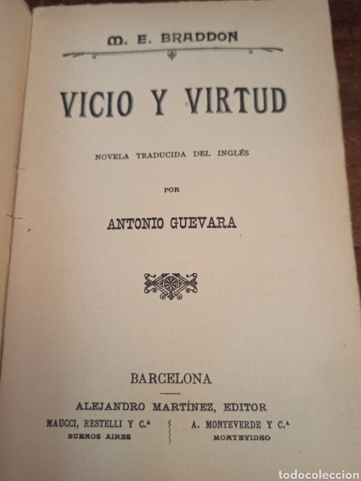 Libros antiguos: VICIO Y VIRTUD. E. BRADDON, M. ALEJANDRO MART&Iacute;NEZ. BARCELONA, 1900 - Foto 3