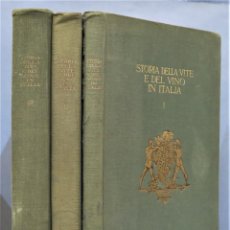 Libros antiguos: STORIA DELLA VITE E DEL VINO IN ITALIA. DALMASSO. MARESCALCHI. 3 TOMOS. Lote 314218903