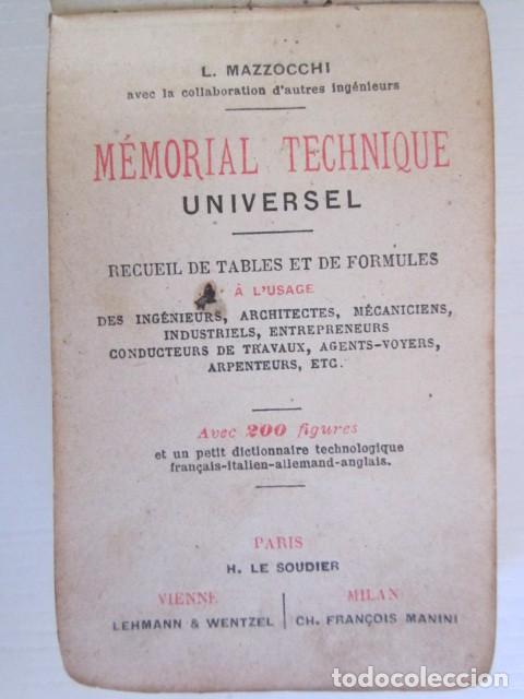 Libros antiguos: ANTIQUISIMO LIBRO DE BOLSILLO EN FRANCES MEMORIAL TECNICO UNIVERSAL - Foto 2