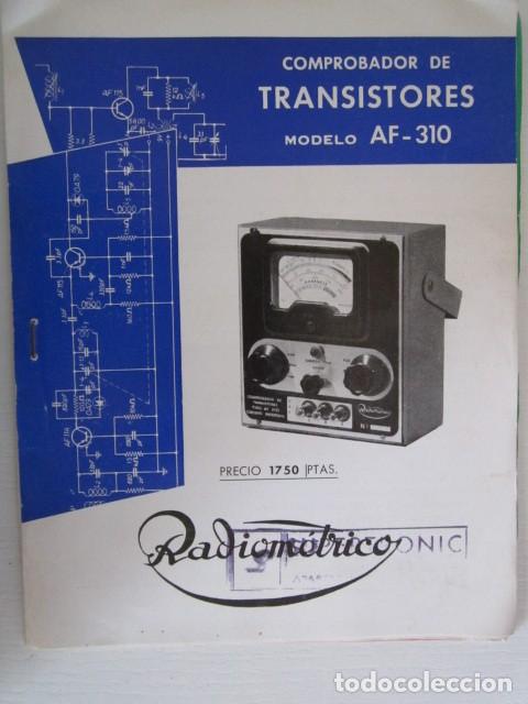 Libros antiguos: CATALOGO DE PRECIOS DE COMPROBADORES DE TRANSISTORES - Foto 1