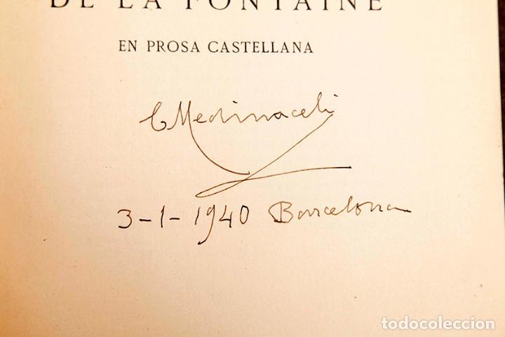 Libri antichi: DUQUE DE MEDINACELI - F&Aacute;BULAS DE LA FONTAINE EN PROSA CASTELLANA - FIRMA DEL DUQUE DE MEDINACELLI