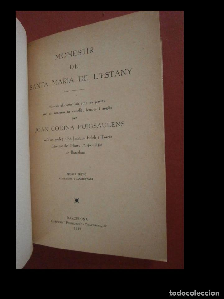 Libros antiguos: Monestir de Santa Maria de lEstany. Joan Codina Puigsaulens - Foto 5