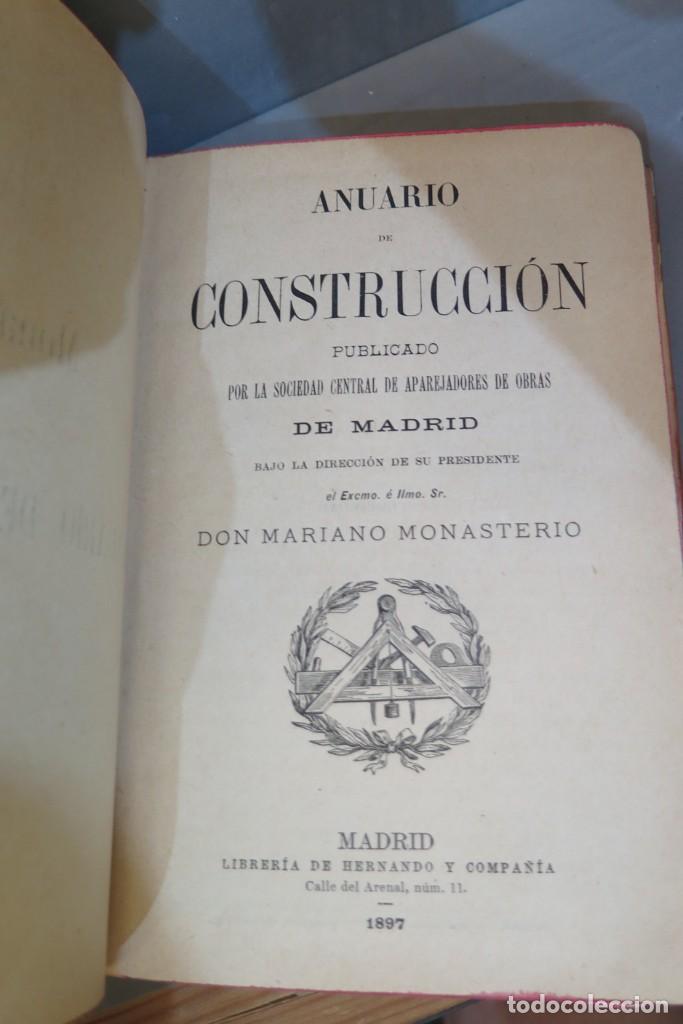 Libros antiguos: 1897.- ANUARIO DE CONSTRUCCION. MONASTERIO - Foto 3