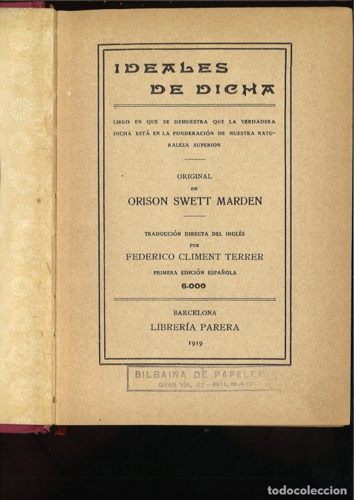 Libros antiguos: IDEALES DE DICHA. Orison Swett Marden - Foto 2
