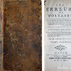 Libros antiguos: NONNOTTE, CLAUDE ADRIEN. LES ERREURS DE VOLTAIRE. T. I (SUR 2). 1767.