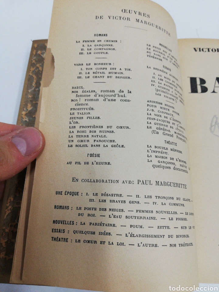 Libros antiguos: Libro BABEL. Margueritte. En Franc&eacute;s. 1.934. - Foto 6