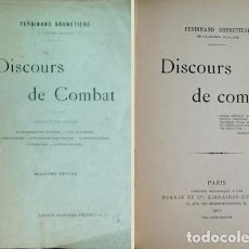 Libros antiguos: BRUNETIÈRE, FERDINAND. DISCOURS DE COMBAT. PREMIÈRE SÈRIE. 1903.
