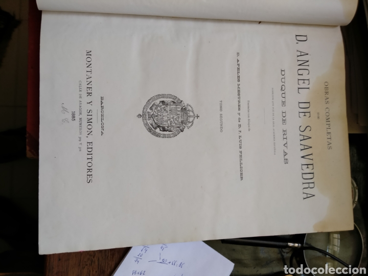 Libros antiguos: Obras completas Duque de Rivas. Dos tomos 1884 - Foto 4