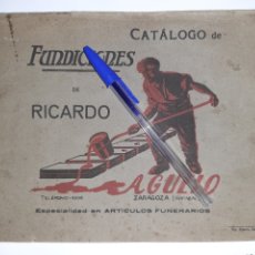 Libros antiguos: CATÁLOGO DE FUNDICIONES DE RICARDO AGUELO (FUNDADA EN 1900) ARTÍCULOS FUNERARIOS. ZARAGOZA. RARÍSIMO