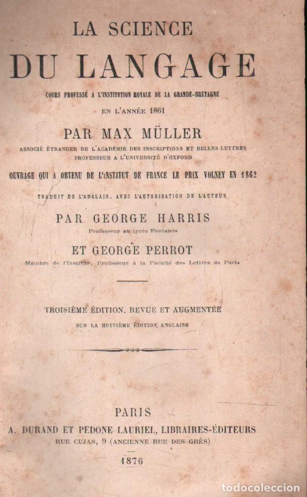 Libros antiguos: LA SCIENCE DU LANGAGE. A-CIE-401 - Foto 1