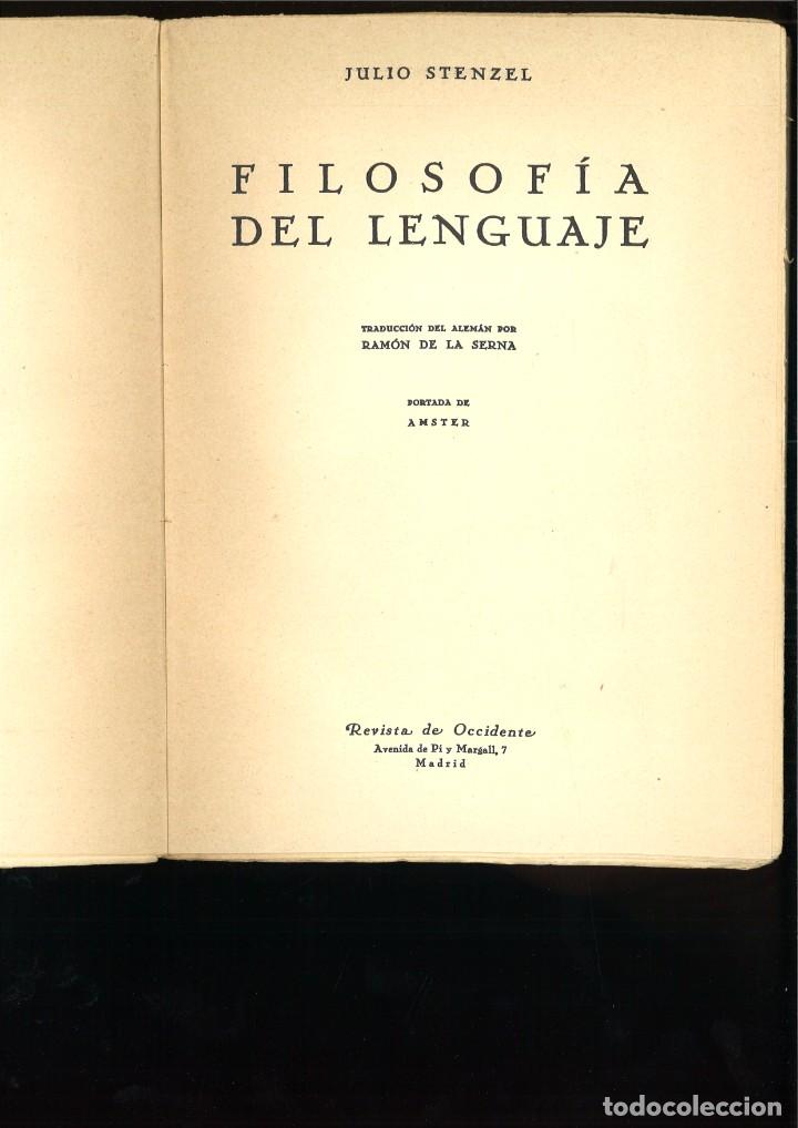 Libros antiguos: FILOSOF&Iacute;A DEL LENGUAJE. Julio Stenzel - Foto 2