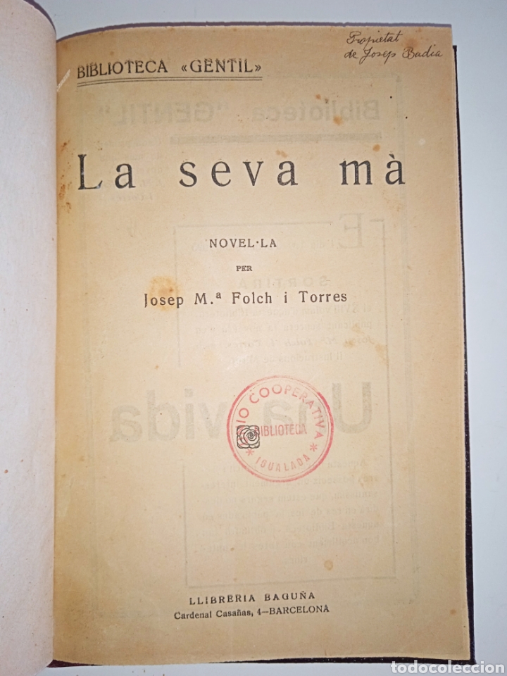 Libros antiguos: Folch i Torres, La seva m&agrave; - Foto 2