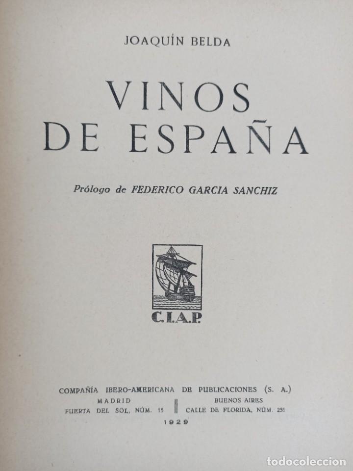 Libros antiguos: VINOS DE ESPA&Ntilde;A - BELDA , Joaqu&iacute;n - 1929 - Foto 2