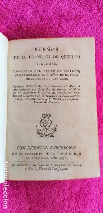 Libros antiguos: QUEVEDO, Francisco de. SUE&Ntilde;OS. 1798 - Foto 1