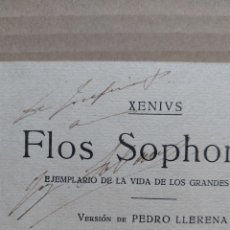Libros antiguos: FIRMADO XENIUS FLOS SOPHORUM EJEMPLO DE LA VIDA DE LOS GRANDES SABIOS 1918 SEGUNDA EDICIÓN