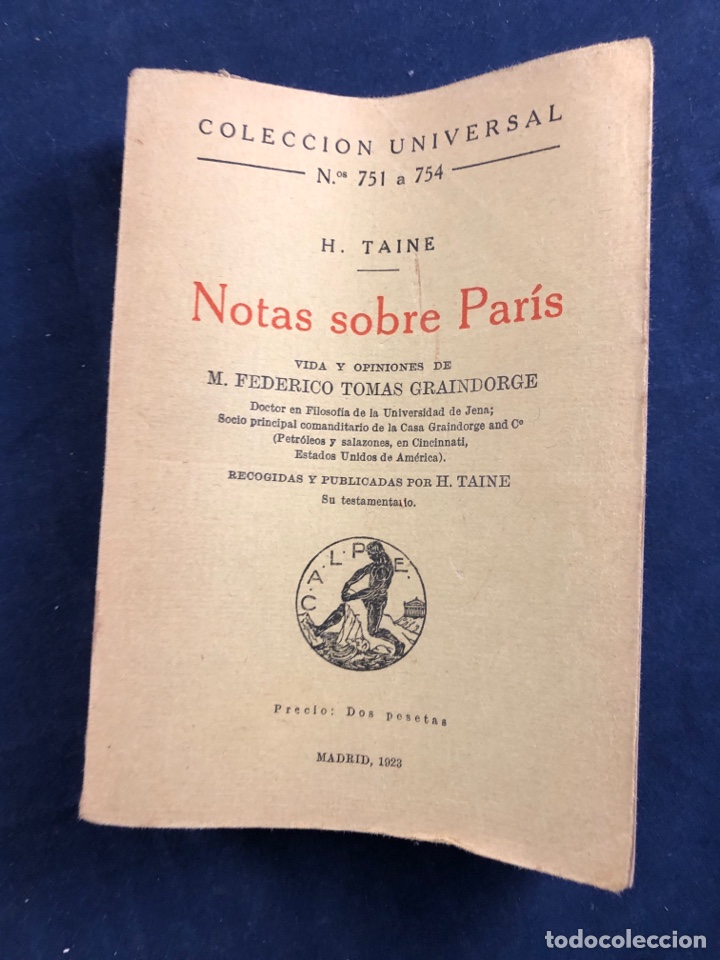 Libros antiguos: Notas sobre Paris - Foto 1