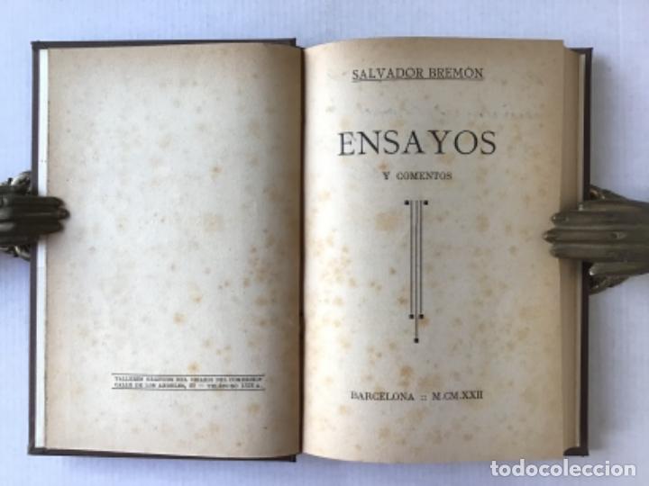 Libros antiguos: ENSAYOS Y COMENTOS. - BREM&Oacute;N, Salvador. DEDICADO. - Foto 3