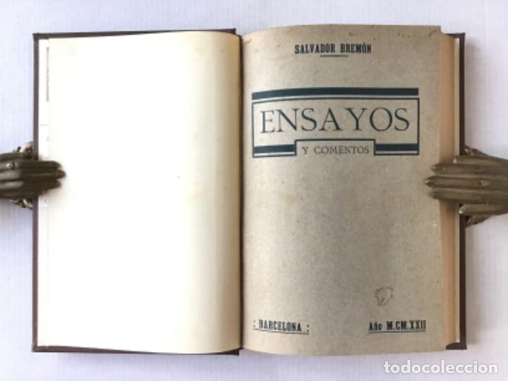Libros antiguos: ENSAYOS Y COMENTOS. - BREM&Oacute;N, Salvador. DEDICADO. - Foto 1