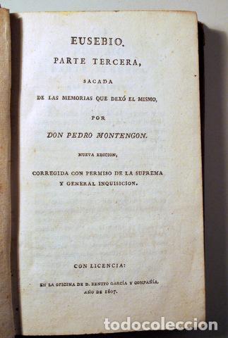 Libros antiguos: MONTEGON, Pedro - EUSEBIO. Parte tercera - Madrid. 1807 - Foto 1