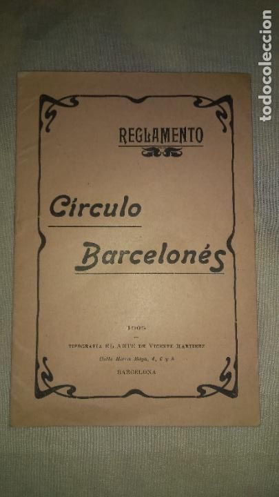 Libros antiguos: REGLAMENTO DEL CIRCULO BARCELONES - A&Ntilde;O 1905 - RARO. - Foto 1