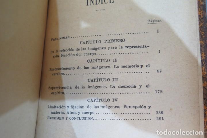 Libros antiguos: 1900.- MATERIA Y MEMORIA. BERGSON - Foto 3